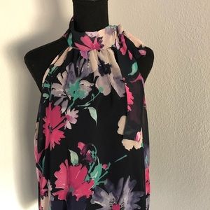 Flowered Halter Bow Blouse